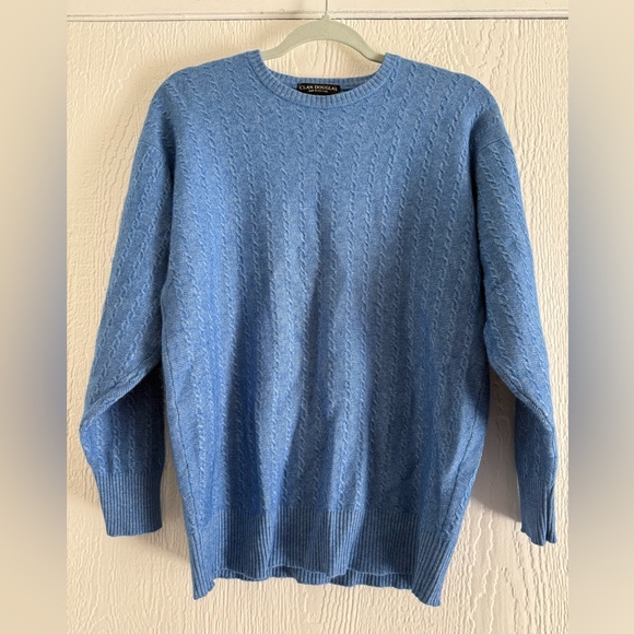 Clan Douglas Classic Blue Cable Knit unisex Sweater: size small - Picture 1 of 10